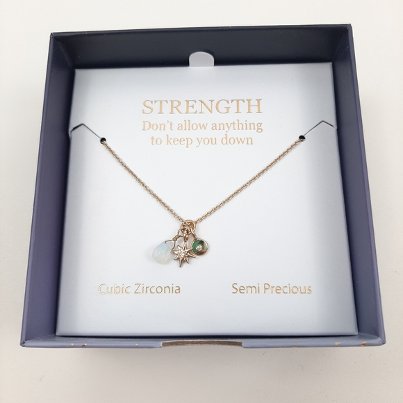 Strength Cubic Zirconia Semi Precious Metal Necklace - Picture 2 of 7